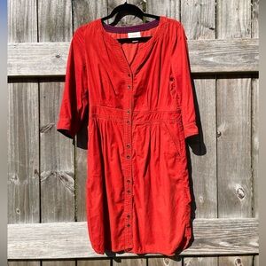 Maeve Red Orange Button-Front Midi Dress Size 6